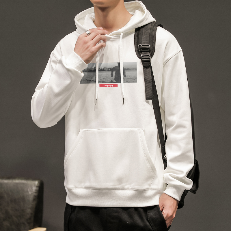 秋冬印花连帽休闲长袖男士外套