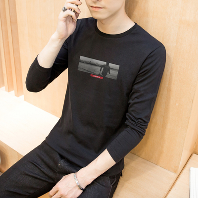 纯棉修身打底衫印花秋衣长袖t恤