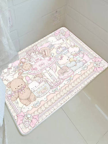 治愈少女的心客厅咖啡桌地毯可爱的粉红色房间地毯卧室床边毯子衣