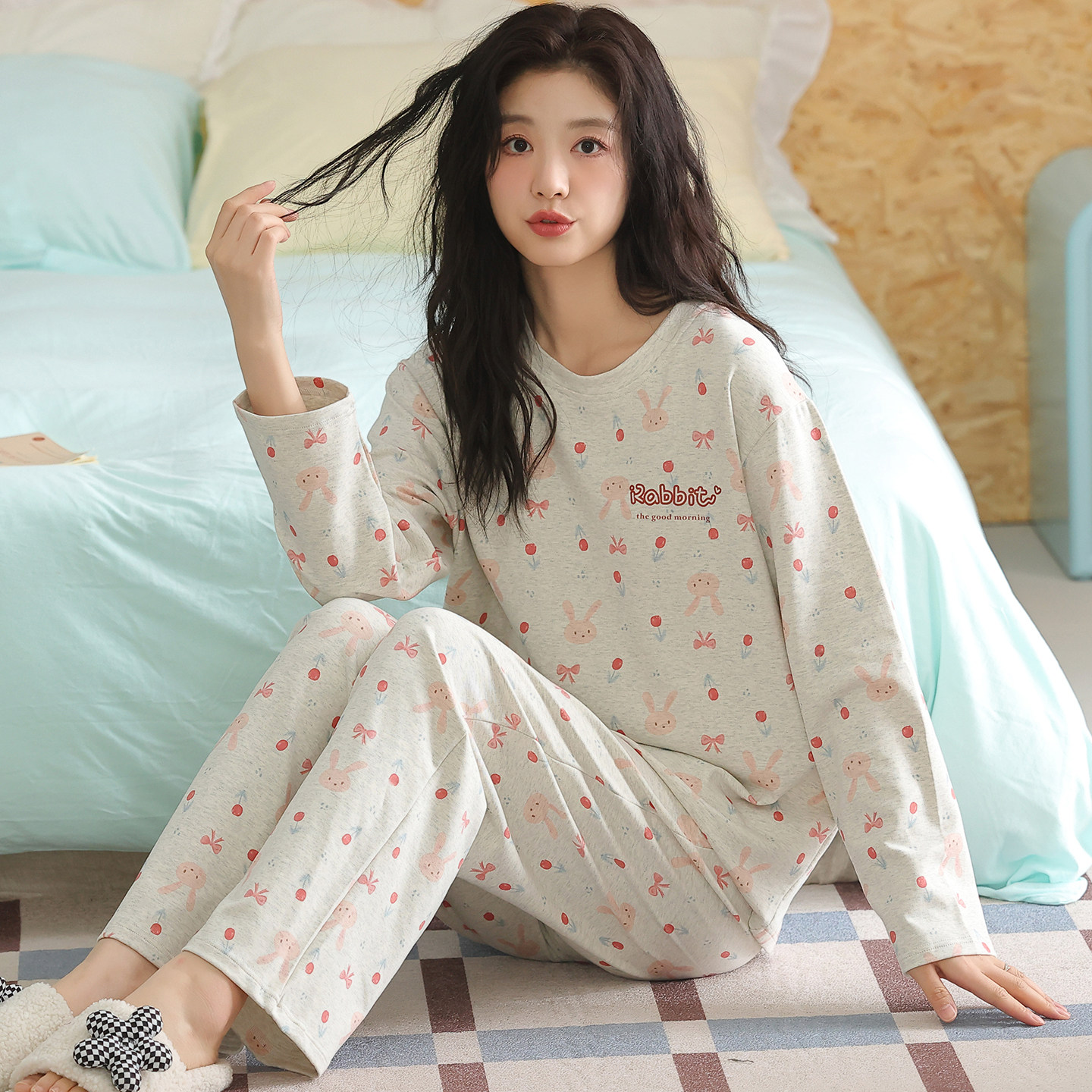 卡之恋纯棉加厚睡衣女春秋冬长袖