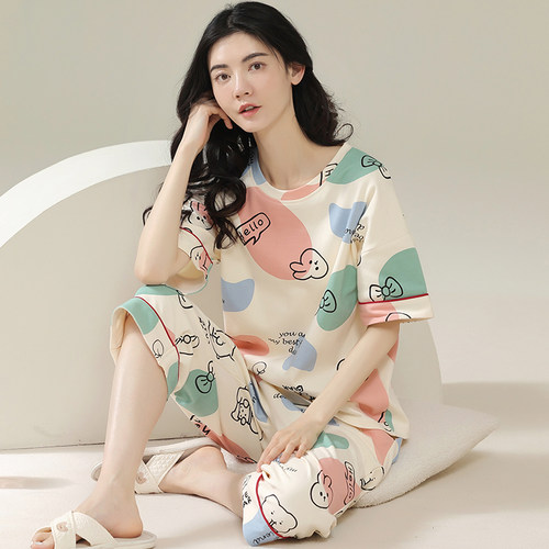 卡之恋女士纯棉短袖睡衣夏季
