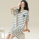 睡衣女7A抑菌黑白条纹学生韩版 短袖 家居服 薄款 卡之恋纯棉睡裙夏季
