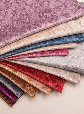 新款冰花绒欧式绒布小花短绒抱枕套坐垫压花婚庆背景软包面料批布