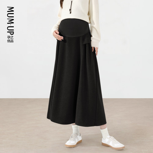 高腰托腹不勒肚孕妇半身裙中长款
