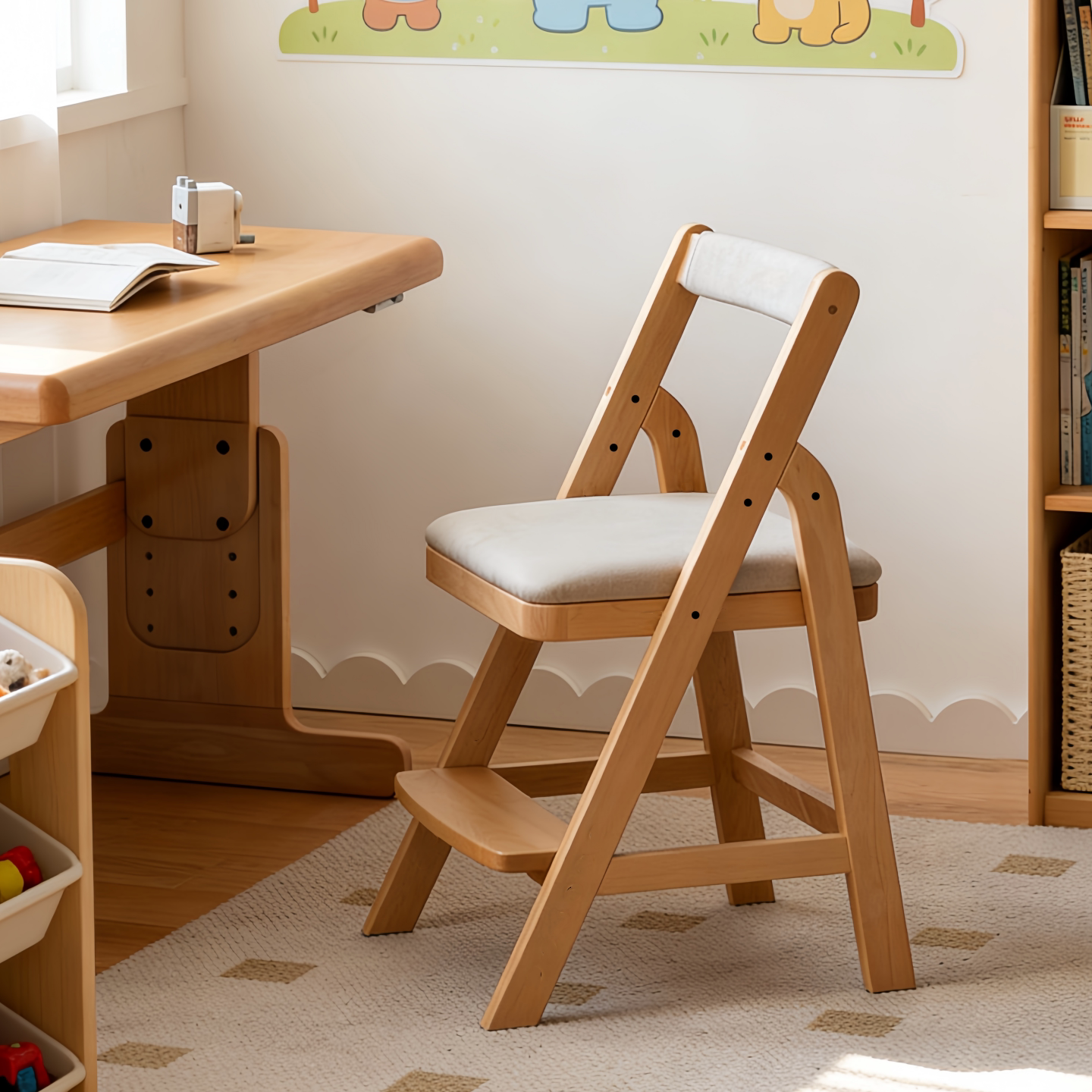 实木儿童学习椅可升降靠背椅中小学生矫正坐姿家用写字座椅书桌椅