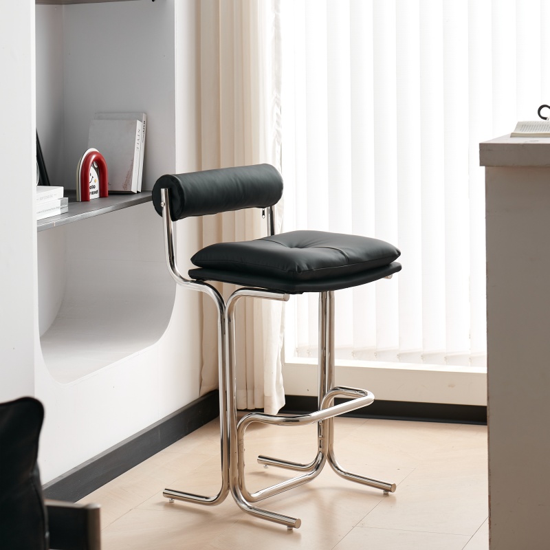 北欧不锈钢金属吧椅轻奢高脚椅