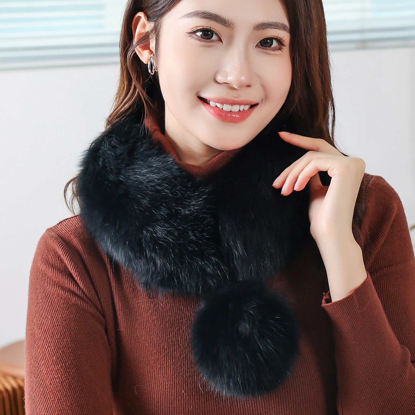 双面狐狸毛围巾女冬季百搭简约高级感护颈真毛领球皮草围脖圆柱体,服饰配件/皮带/帽子/围巾,围巾/丝巾/披肩,淘宝优惠券,粉丝福利购,淘宝优惠卷