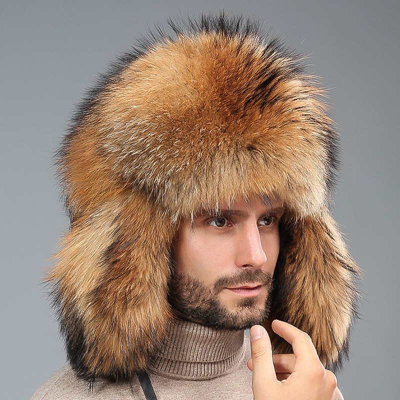 狐狸毛雷锋帽男冬季东北户外保暖冬天中老年真皮貉子毛棉皮草帽子