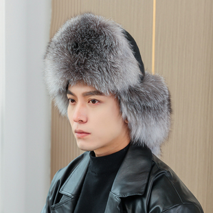 新款护耳蒙古帽狐狸毛男女雷锋帽长尾可拆卸皮草帽子真皮真毛