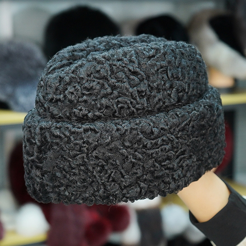 羊皮毛一体帽子男地主帽中老年冬天户外羊皮帽裘皮草保暖老人棉帽