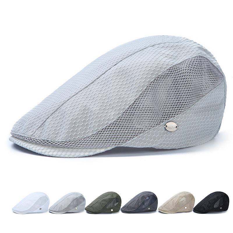 帽子男士夏天贝雷帽女透气全网眼鸭嘴帽网帽前进帽夏季潮流鸭舌帽