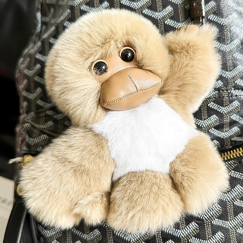 【可爱小猴子】真獭兔毛汽车钥匙扣挂件ins网红毛绒公仔包包挂饰