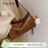 TOUTOU新款 豹纹小狗圆筒包大容量波士顿笔筒腋下包可爱单肩斜挎包