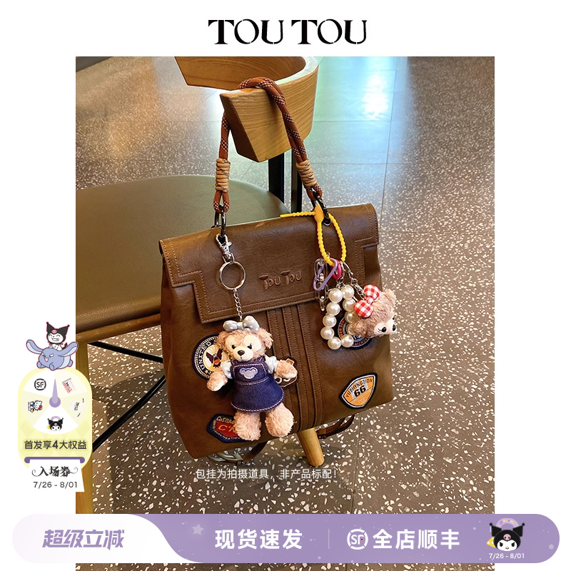 toutou复古徽章包大容量背包