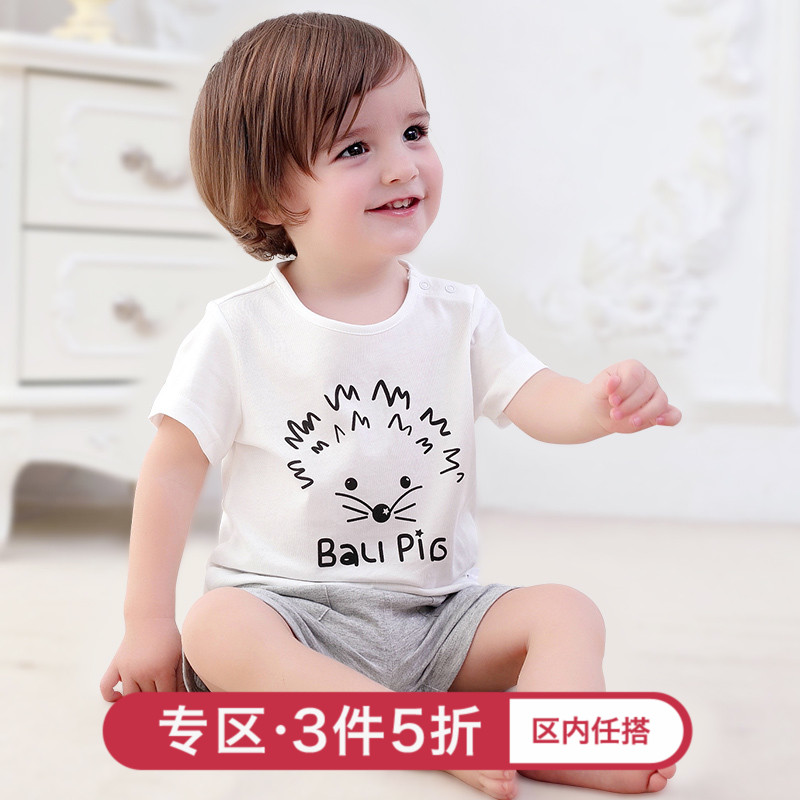 寶寶卡通T恤純棉嬰兒夏裝短袖男童女童0-3歲6個月1新生兒衣服夏季