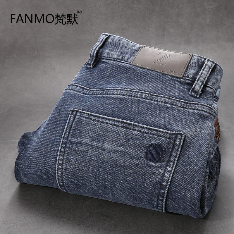 25秋冬厚款牛仔裤男宽松直筒高克重水洗弹力蓝色复古休闲男款裤子
