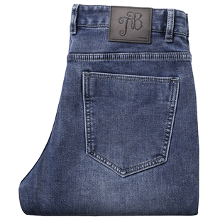 梵默超柔纱水洗蓝色弹力牛仔裤男秋冬新款宽松直筒休闲牛仔裤舒适