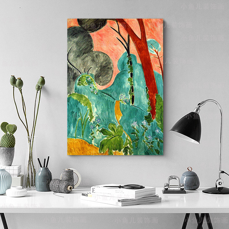 马蒂斯摩洛哥花园野兽派抽象风景装饰画背景墙无框画实物太美