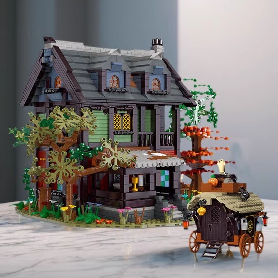 中国积木中世纪建筑街景灯光版旅馆火车站成人益智拼装玩具89148