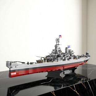 中国积木军事衣阿华级战列舰密苏里号军舰男孩子益智拼装玩具模型