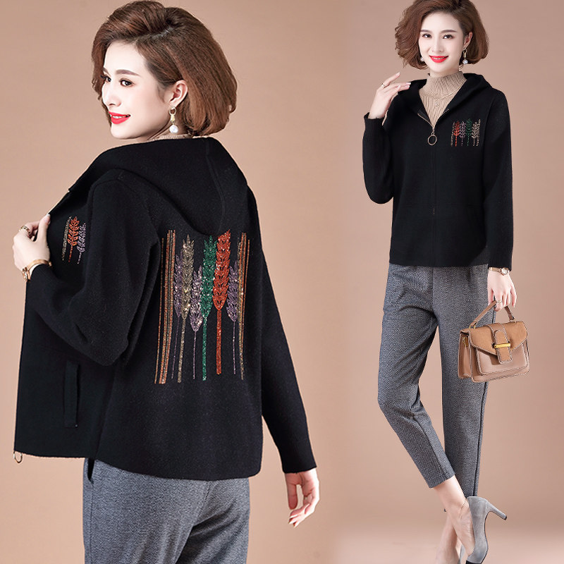 洋气外套妈妈秋装短款40岁50时尚中年妇女中老年女装春秋套装新款