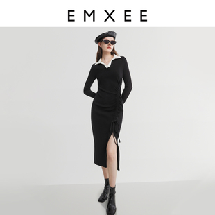 嫚熙孕妇连衣裙早秋大码宽松孕期专用拼接秋季针织长裙孕妇装女