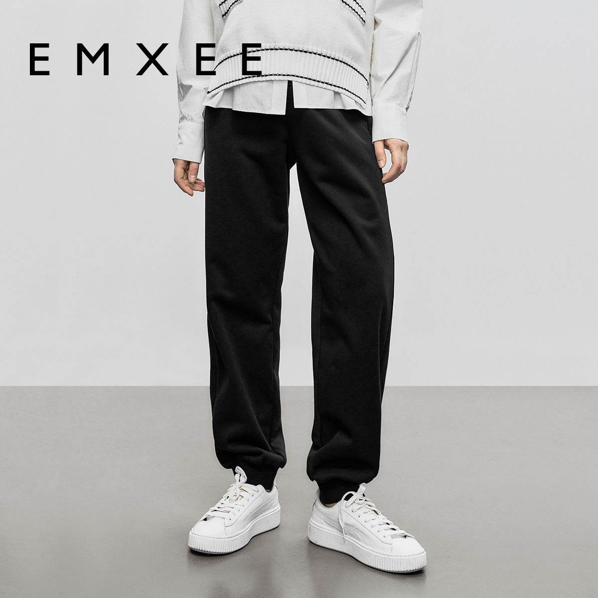 嫚熙孕妇裤撞色包条休闲裤春季