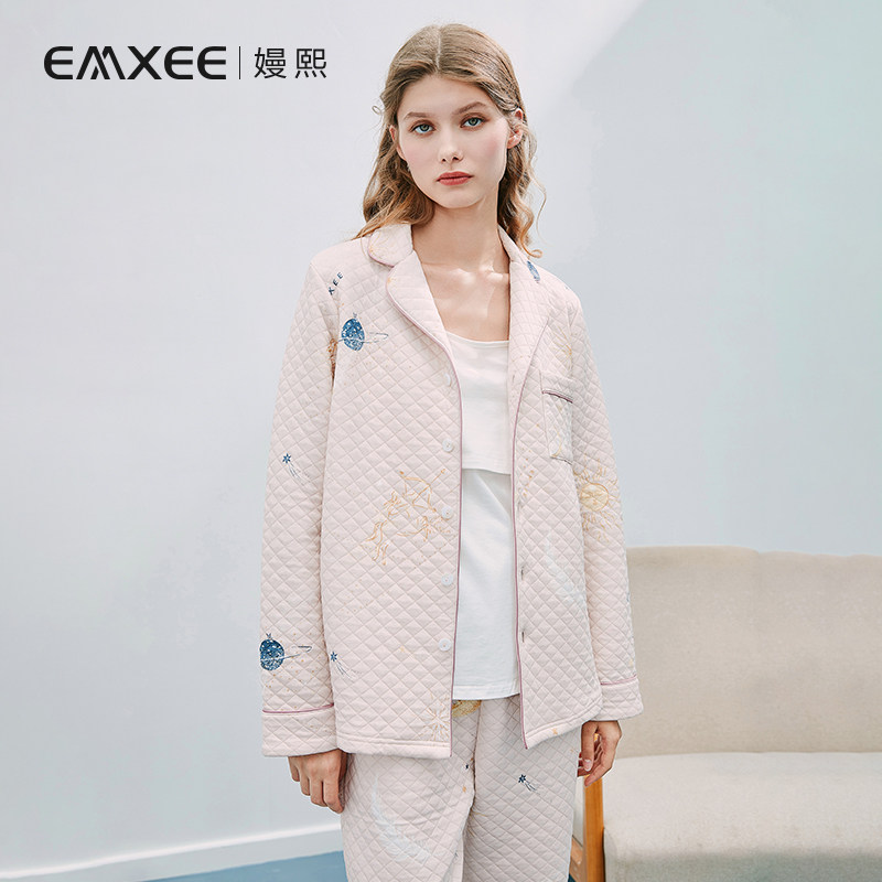 【新品】嫚熙秋冬哺乳家居服空气棉怀孕期孕妇睡衣喂奶产后月子服