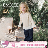 嫚熙童装 磨毛女童保暖内搭上衣 羊毛女宝秋款 儿童长袖 T恤2025新款