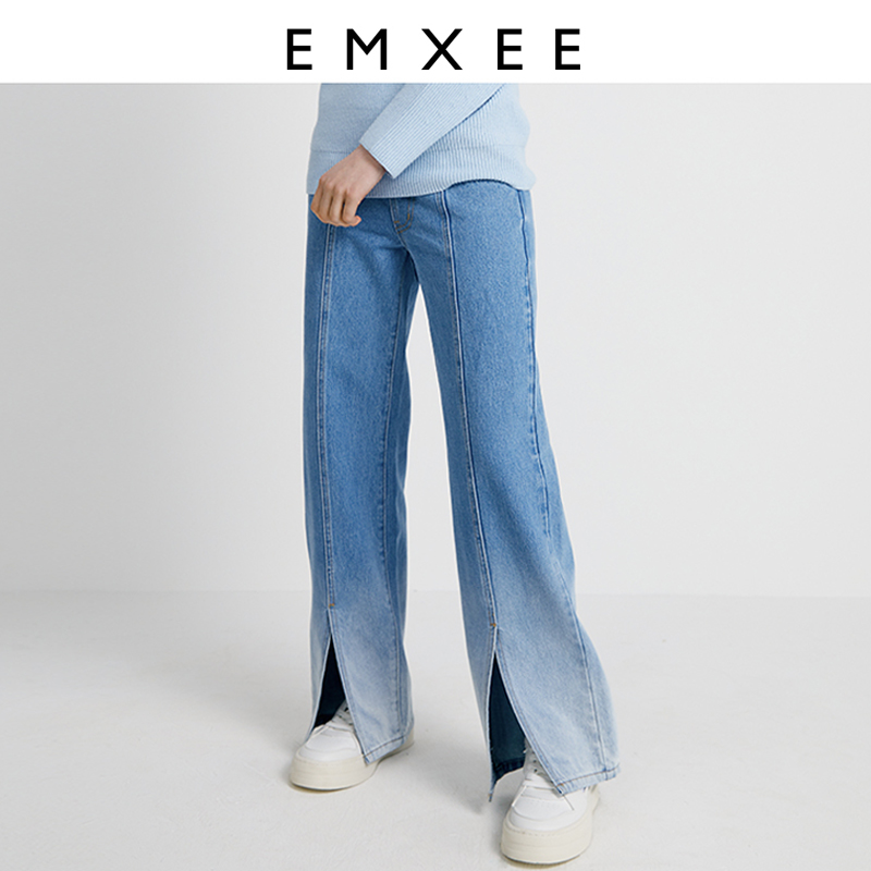 EMXEE/嫚熙孕妇春秋渐变牛仔长裤