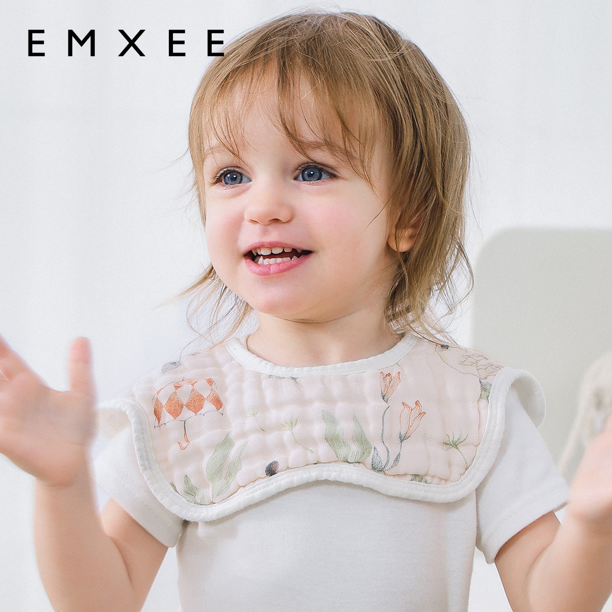 嫚熙花瓣围嘴纯棉3条装a类