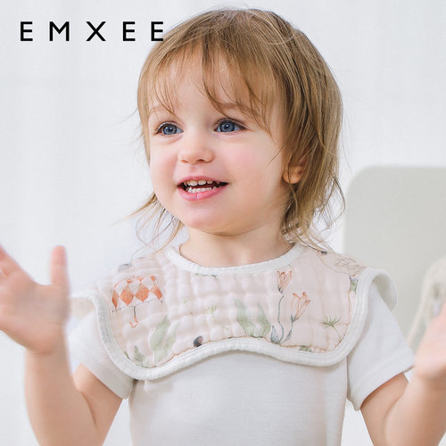 嫚熙花瓣围嘴纯棉3条装a类