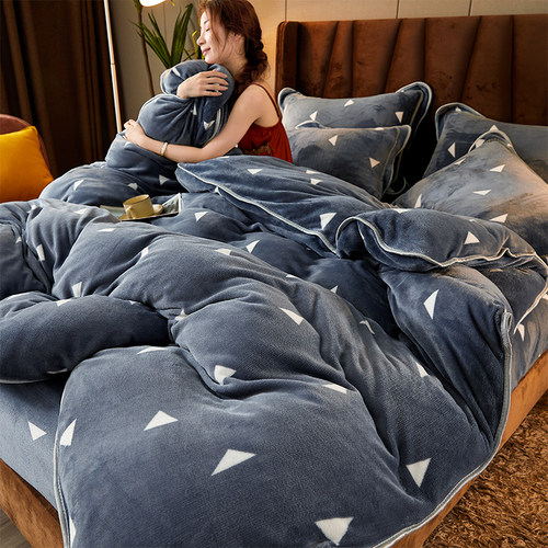 加厚牛奶绒被套冬天珊瑚绒被罩