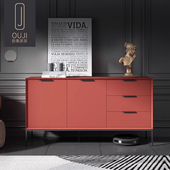 意式 饰餐厅柜子 极简烤漆餐边柜轻奢整体高脚实木客厅现代约储物装