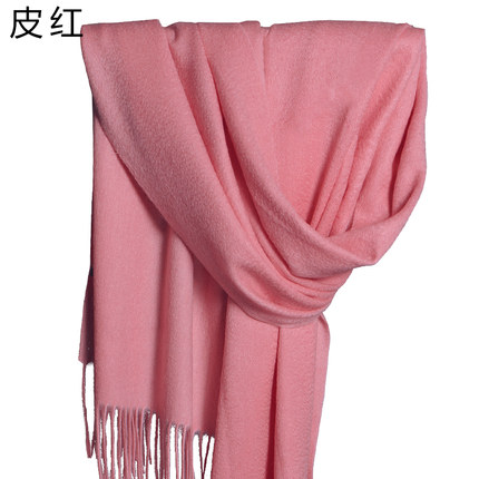 故事女郎仿羊绒冬季红围巾年会定制女士披肩两用冬天纯色加厚秋冬
