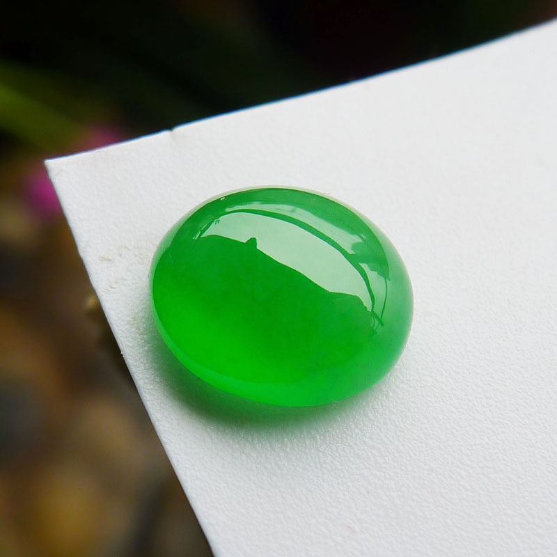 戒面裸石天然翡翠阳绿耳钉高冰玻璃种冰阳绿戒面正阳绿翡翠吊坠