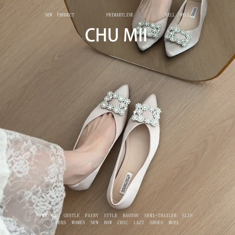 羊皮版！绝美水钻尖头包鞋女一脚蹬通勤平底瓢鞋真皮软底玛丽珍鞋,女鞋,浅口单鞋,淘宝优惠券,粉丝福利购,淘宝优惠卷