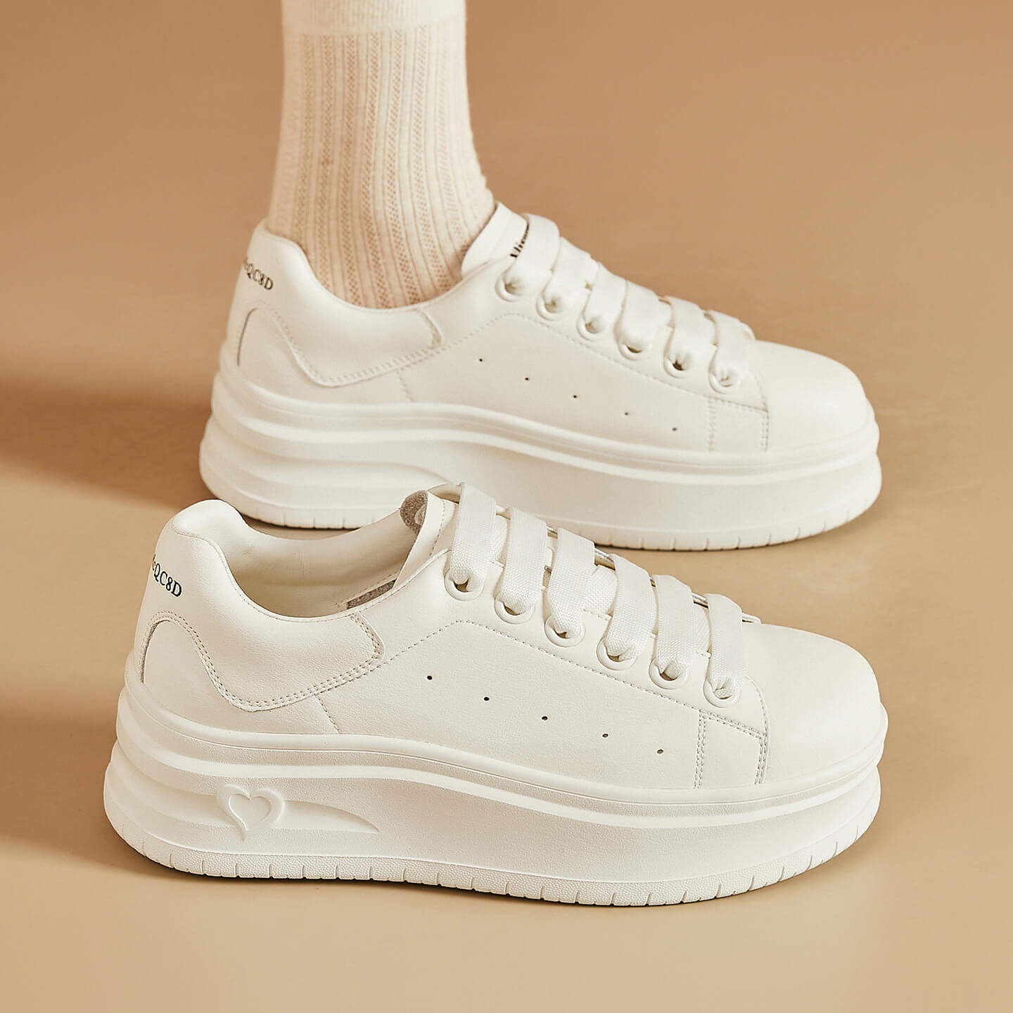 厚底踩屎感板鞋女2026年新款小个子增高5CM系带小白鞋运动休闲鞋,女鞋,时尚休闲鞋,淘宝优惠券,粉丝福利购,淘宝优惠卷