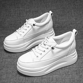 小个子百搭厚底女鞋 内增高小白鞋 真皮33码 34松糕鞋 女2025新款 春季