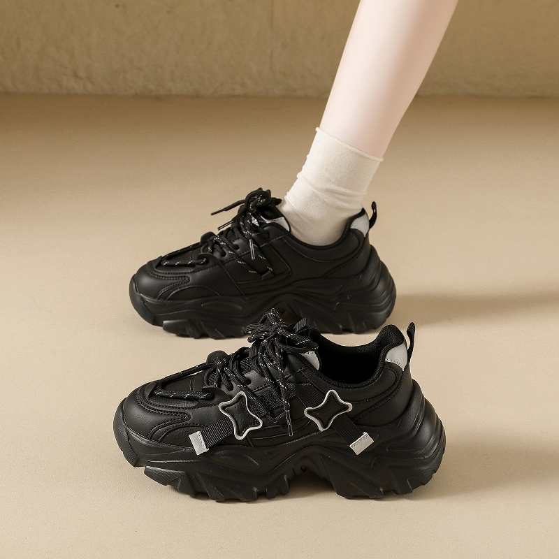 老爹鞋女2025新款黑色休闲运动鞋