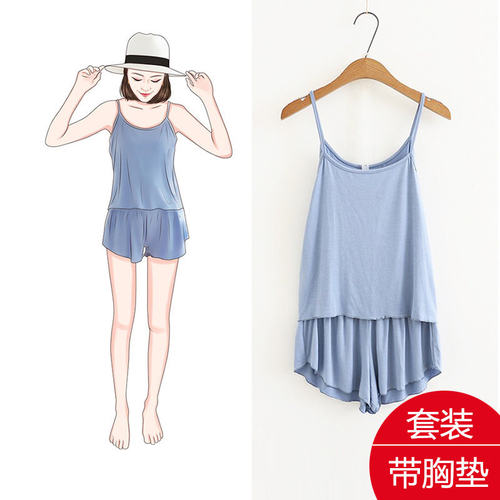 带胸垫女款家居服胸垫吊带家居服