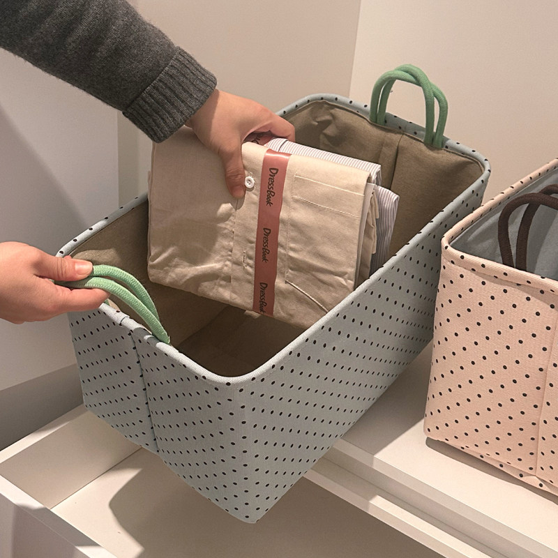 手工缝纫收纳筐波点布艺可水洗折叠整理箱家居车载收纳盒宿舍神器,收纳整理,收纳筐,淘宝优惠券,粉丝福利购,淘宝优惠卷
