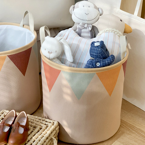 美式飘旗图案玩具脏衣杂物收纳桶