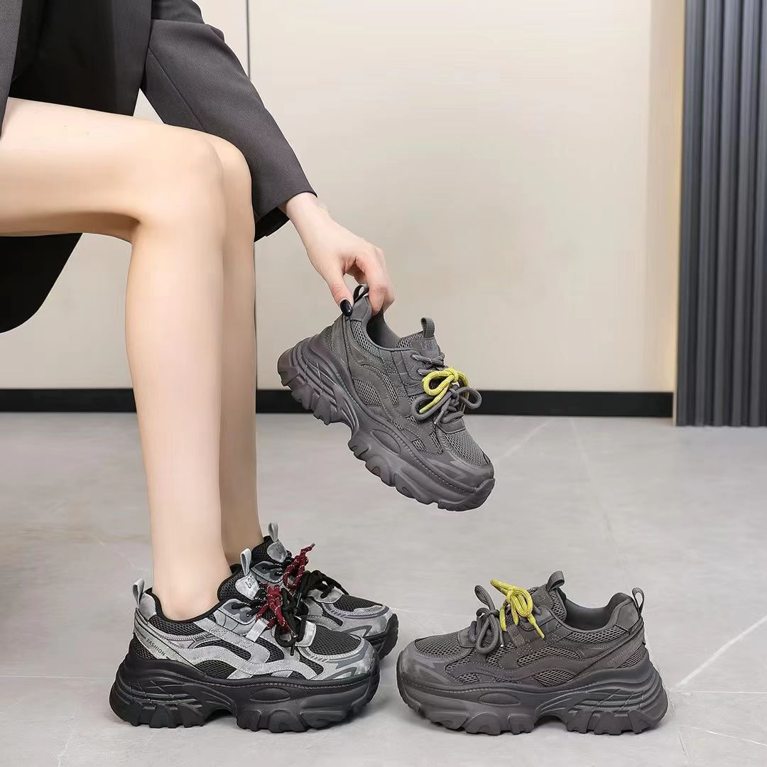 真皮厚底增高老爹鞋女