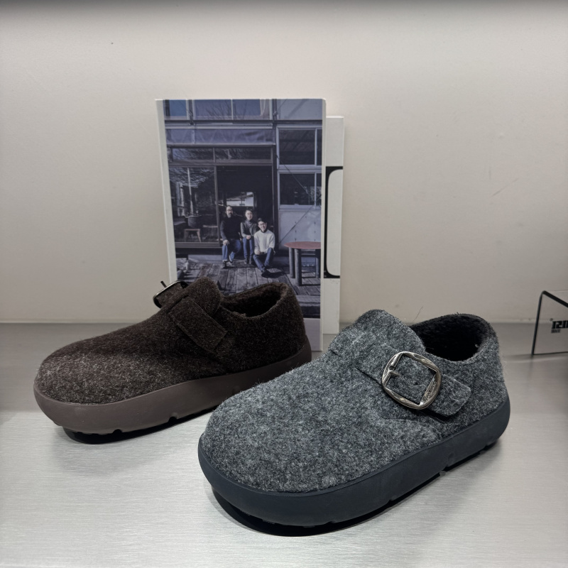 厚底勃肯鞋女魔术贴毛毛鞋