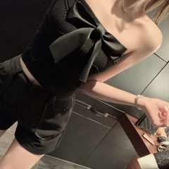 Good morning fan fan bow knitted bra for women