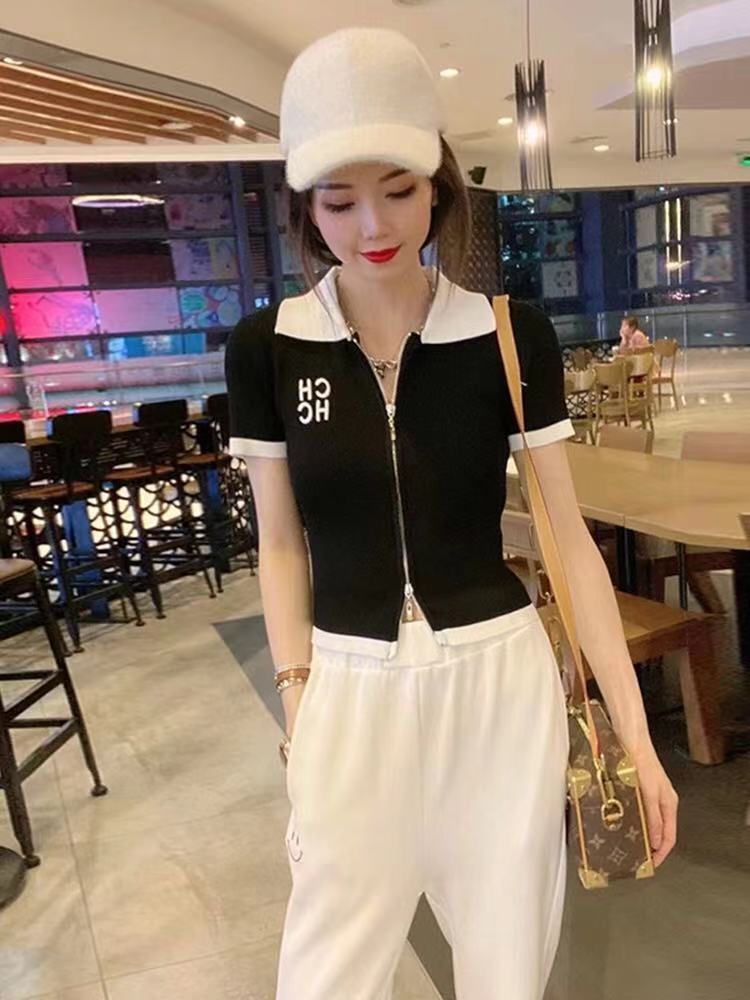 T-shirt short sleeve T-shirt women's European station new slim high waist short top in spring and summer