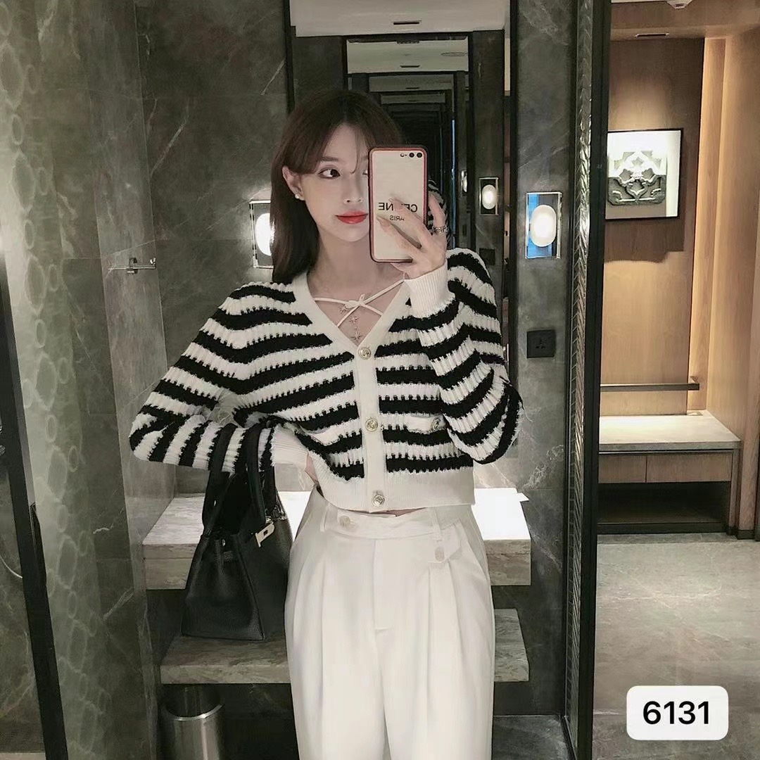 Cardigan coat women's new Japanese sweet striped top for spring and Autumn