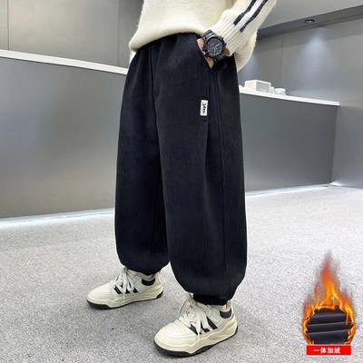 男童秋冬新款儿童加绒运动裤大童
