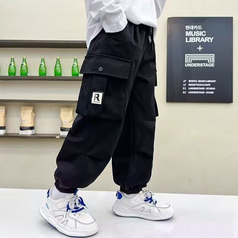 男童工装裤纯棉春秋新款休闲宽松束脚裤2025中大童洋气百搭运动裤
